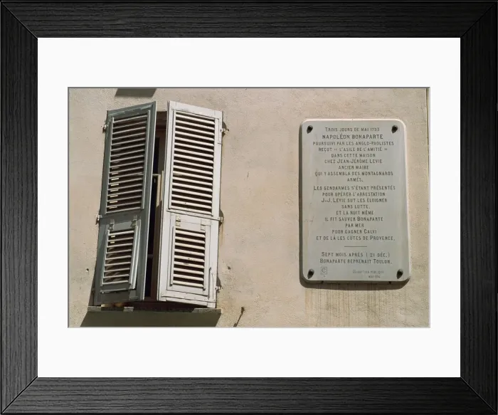 Framed Print : Sign informing that Napoleon shltered here, Ajaccio, Corsica, France, Europe Framed Print : Sign informing that Napoleon shltered here, Ajaccio, Corsica, France, Europe