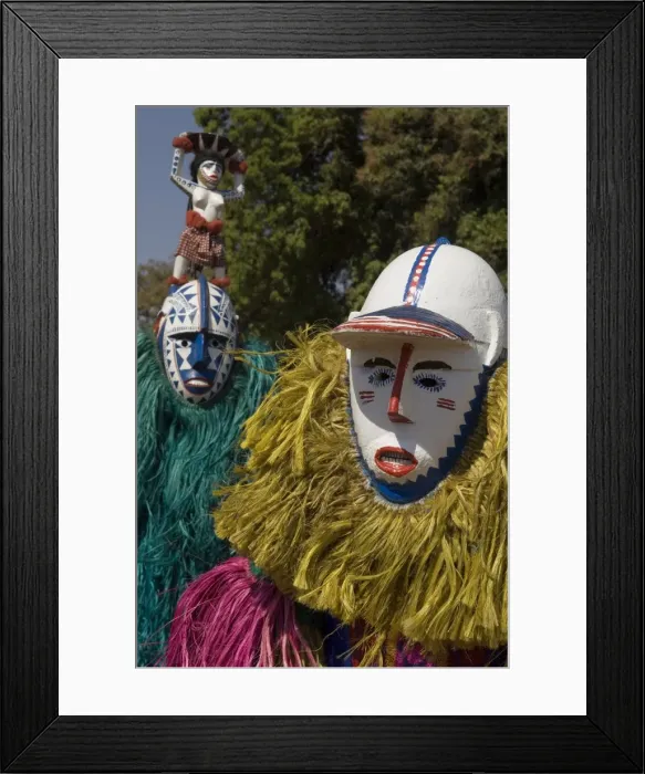 Framed Print : Bobo masks during festivities, Sikasso, Mali, Africa Framed Print : Bobo masks during festivities, Sikasso, Mali, Africa