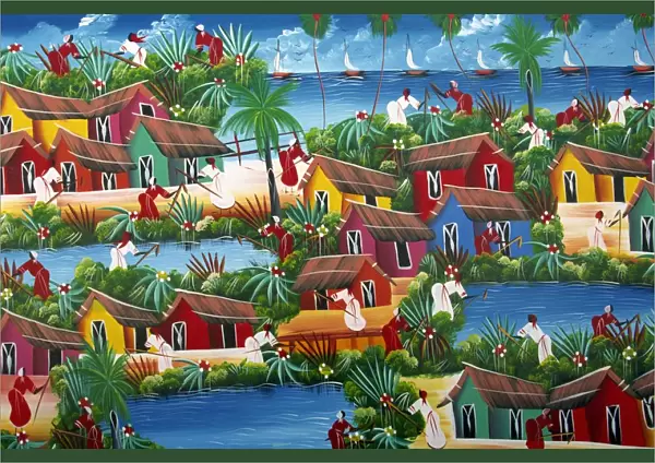 Naive Haitian painting, Colonial Zone, Santo Domingo, Dominican Republic