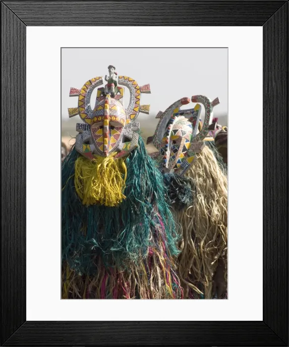 Framed Print : Bobo masks during festivities, Sikasso, Mali, Africa Framed Print : Bobo masks during festivities, Sikasso, Mali, Africa