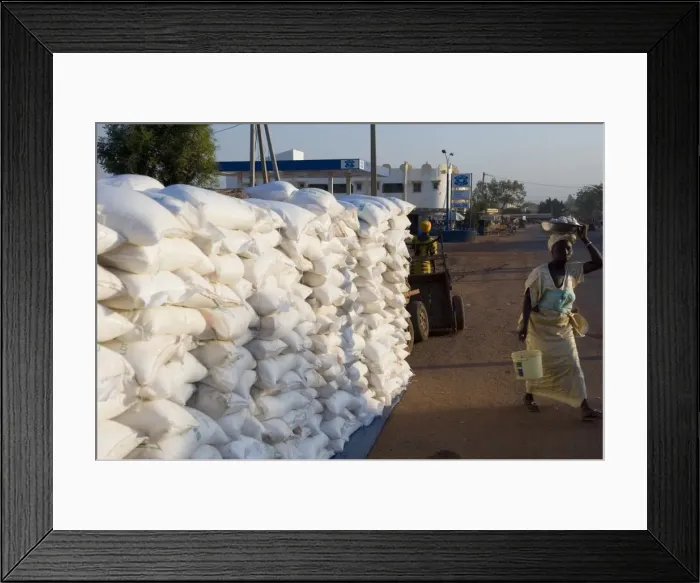 Framed Print : Salt sacks in the market, Sikasso, Mali, Africa Framed Print : Salt sacks in the market, Sikasso, Mali, Africa