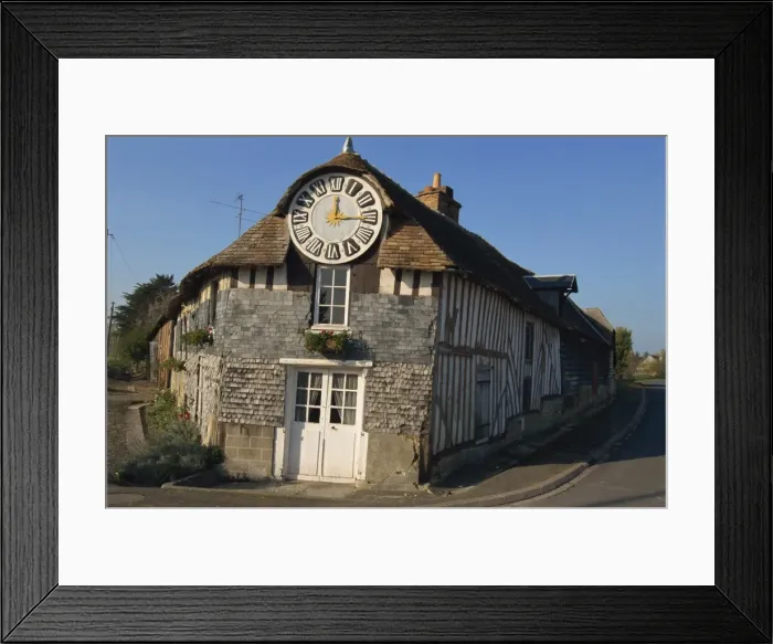 Framed Print : Farm with clock, Auge Valley, Basse Normandie, France, Europe Framed Print : Farm with clock, Auge Valley, Basse Normandie, France, Europe