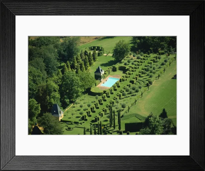 Framed Print : Aerial view of Les Jardins d Eyrignac, Dordogne, Perigord, Aquitaine, France, Europe Framed Print : Aerial view of Les Jardins d Eyrignac, Dordogne, Perigord, Aquitaine, France, Europe