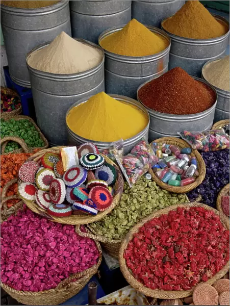 Spices in the souks in the Medina, Marrakesh, Morroco, North Africa, Africa