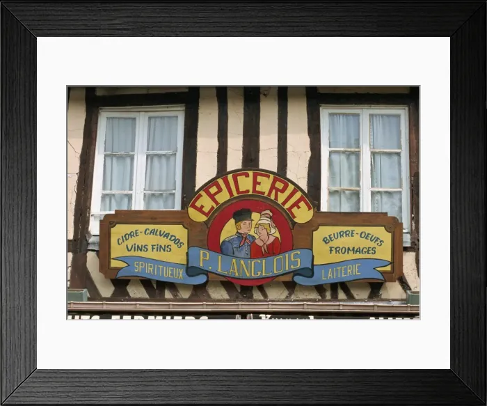 Framed Print : Grocers sign, Beuvron en Auge, Auge, Normandy, France, Europe Framed Print : Grocers sign, Beuvron en Auge, Auge, Normandy, France, Europe