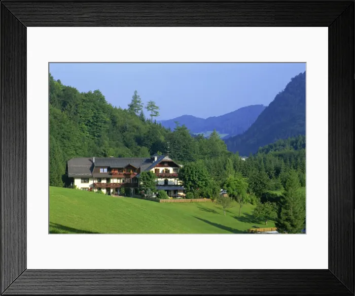 Framed Print : Guest house and restaurant, Fuschl, Salzkammergut, Austria, Europe Framed Print : Guest house and restaurant, Fuschl, Salzkammergut, Austria, Europe