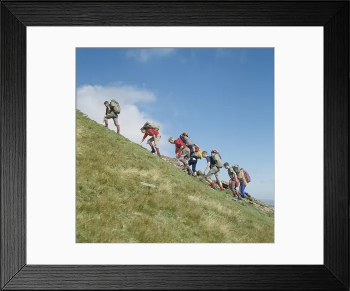 Framed Print : Backpackers scrambling, Pen y Fan, Brecon Beacons, Powys, Wales, United Kingdom, Europe Framed Print : Backpackers scrambling, Pen y Fan, Brecon Beacons, Powys, Wales, United Kingdom, Europe