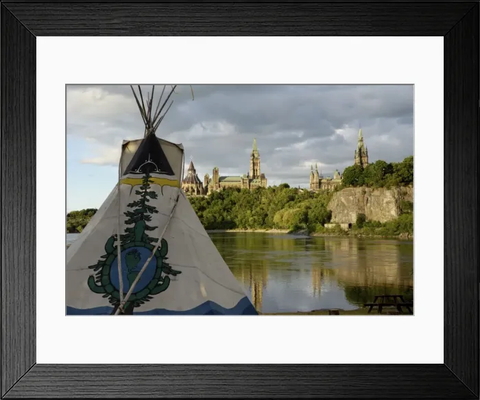 Framed Print : Overview of Parliament Hill from the banks of the Ottawa river, Ottawa