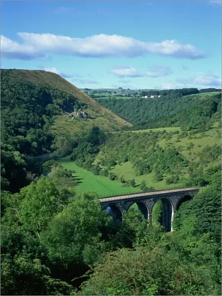 Dale and viaduct from Monsal Head, Monsal Dale, Derbyshire, England, United Kingdom