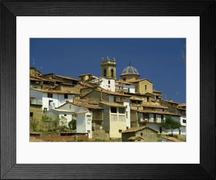 Framed Print : Village and church, Zorita del Maestrazgo, Teruel, Aragon, Spain, Europe Framed Print : Village and church, Zorita del Maestrazgo, Teruel, Aragon, Spain, Europe