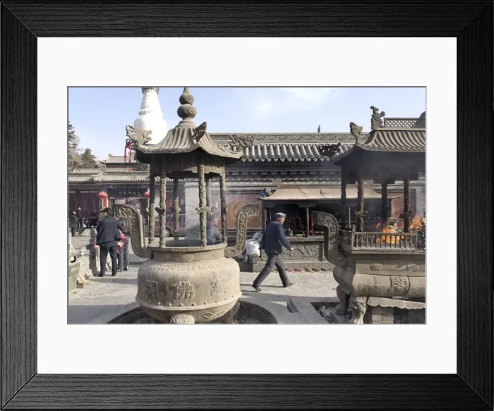 Framed Print : The Great White Pagoda (Da Baita), Tayuan Temple (Tayuan Si), one of Chinas most ancient Buddhist sites, Five Terrace Mountain (Wutai Shan), Shanxi