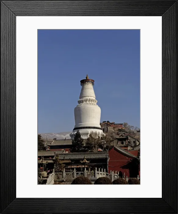 Framed Print : The Great White Pagoda (Da Baita), Tayuan Temple (Tayuan Si), one of Chinas most ancient Buddhist sites, Five Terrace Mountain (Wutai Shan), Shanxi Framed Print : The Great White Pagoda (Da Baita), Tayuan Temple (Tayuan Si), one of Chinas most ancient Buddhist sites, Five Terrace Mountain (Wutai Shan), Shanxi