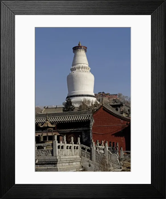 Framed Print : The Great White Pagoda (Da Baita), Tayuan Temple (Tayuan Si), one of Chinas most ancient Buddhist sites, Five Terrace Mountain (Wutai Shan), Shanxi