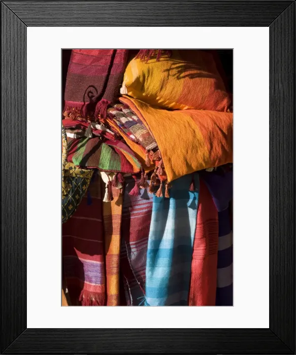 Framed Print : Fabrics, Essaouira, Morocco, North Africa, Africa Framed Print : Fabrics, Essaouira, Morocco, North Africa, Africa