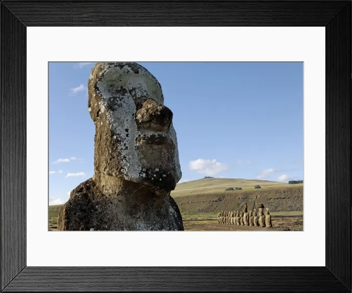 Framed Print : Ahu Tongariki where 15 moai stand with their backs to the ocean, Easter Island Framed Print : Ahu Tongariki where 15 moai stand with their backs to the ocean, Easter Island
