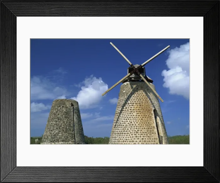 Framed Print : Ancient sugar windmills, Bettys Hope plantation, Antigua, Leeward Islands Framed Print : Ancient sugar windmills, Bettys Hope plantation, Antigua, Leeward Islands