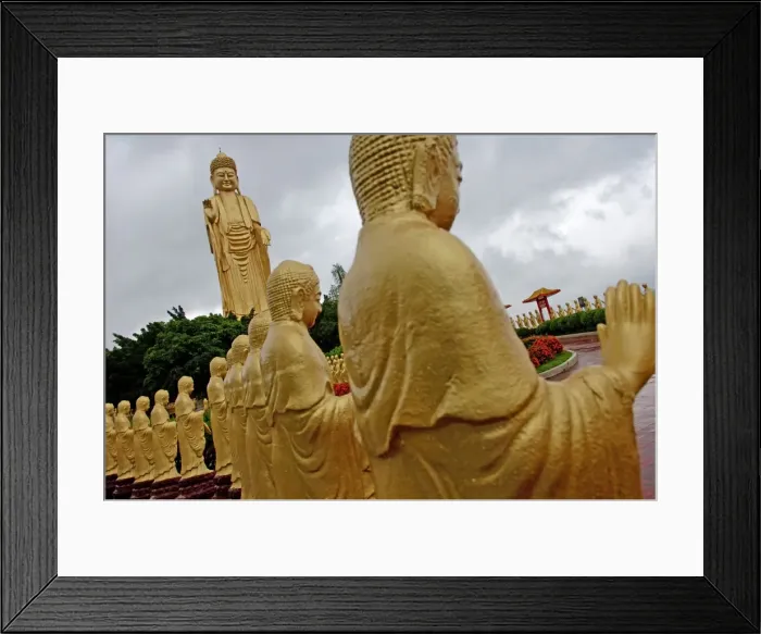Framed Print : The Great Buddha Land has an Amitabha Buddha statue standing 120 feet tall surrounded by 480 small statues of Amitabha Buddha, Fokuangshan monastery, Kaohsiung area, Taiwan, Republic of Framed Print : The Great Buddha Land has an Amitabha Buddha statue standing 120 feet tall surrounded by 480 small statues of Amitabha Buddha, Fokuangshan monastery, Kaohsiung area, Taiwan, Republic of