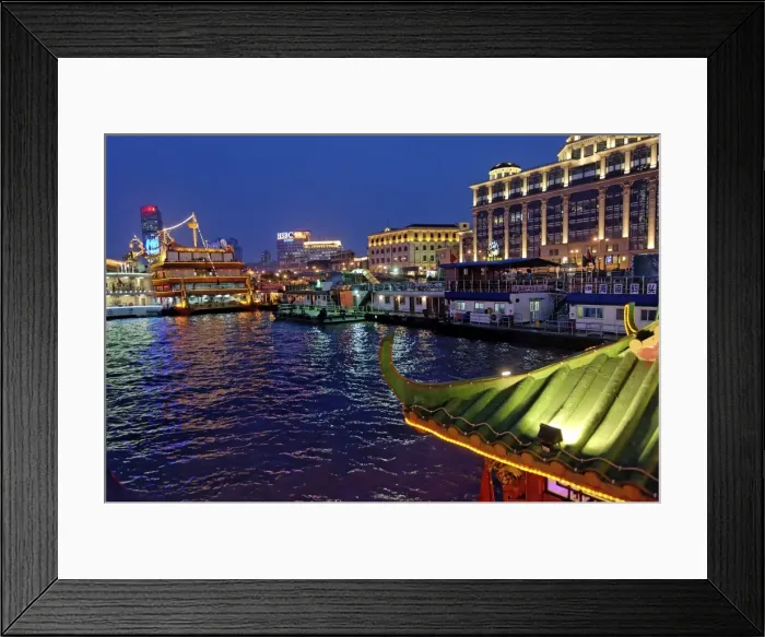 Framed Print : Night overview from the Bund, Shanghai, China, Asia Framed Print : Night overview from the Bund, Shanghai, China, Asia