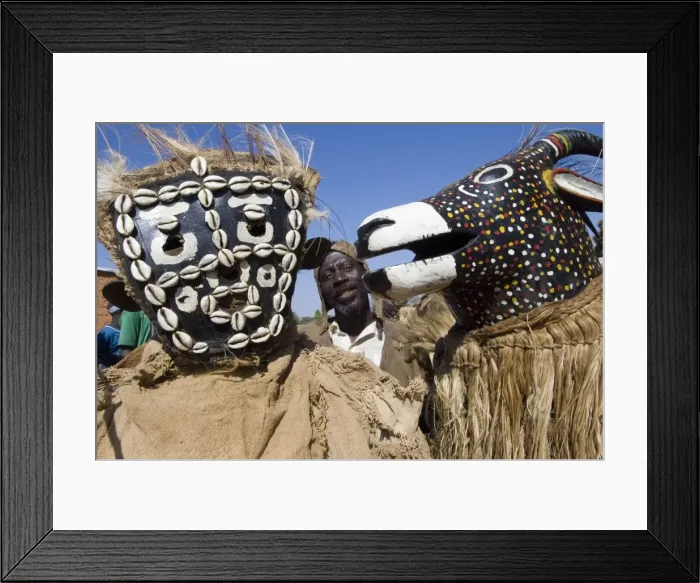Framed Print : Senoufo masks at festivities, Loulouni Village, Sikasso area, Mali, Africa Framed Print : Senoufo masks at festivities, Loulouni Village, Sikasso area, Mali, Africa