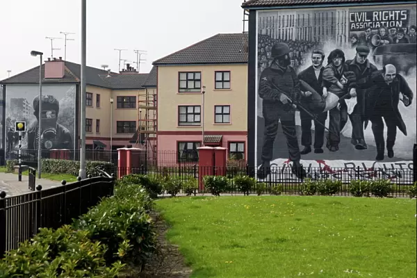 Republican murals around Free Derry Corner, Bogside, Derry, Ulster, Northern Ireland