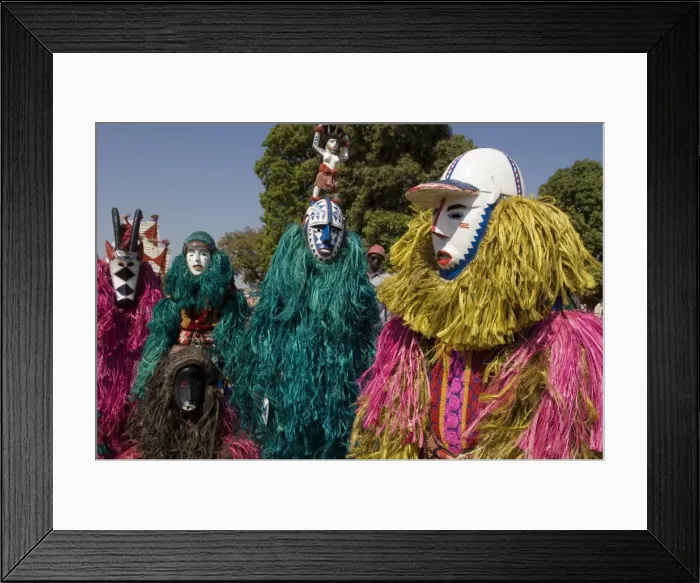 Framed Print : Bobo masks during festivities, Sikasso, Mali, Africa Framed Print : Bobo masks during festivities, Sikasso, Mali, Africa