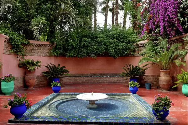 Fountain in the Majorelle Garden, created by the French cabinetmaker Louis Majorelle