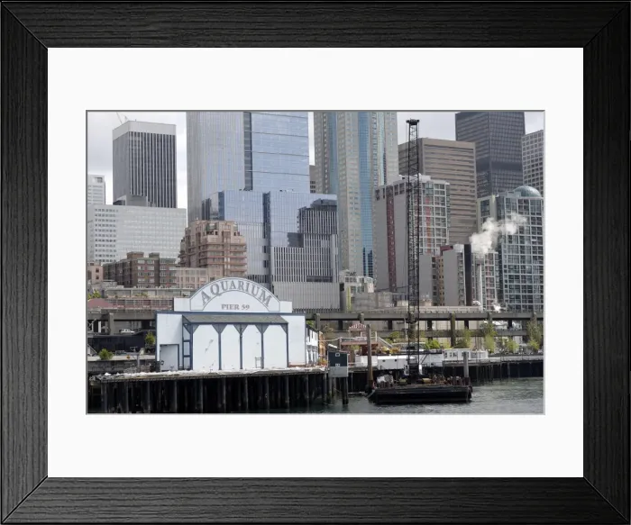 Framed Print : Seafront and harbour, Elliott Bay, Seattle, Washington State, United States of America Framed Print : Seafront and harbour, Elliott Bay, Seattle, Washington State, United States of America