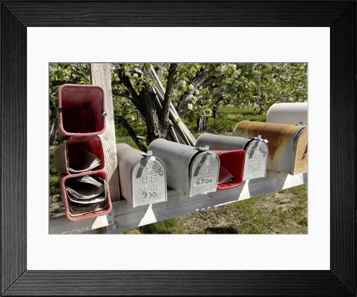 Framed Print : Mailboxes, Manson area, Washington State, United States of America, North America Framed Print : Mailboxes, Manson area, Washington State, United States of America, North America