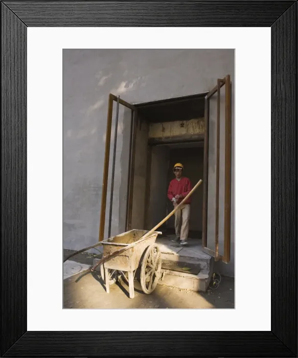 Framed Print : Construction worker, Beijing, China, Asia Framed Print : Construction worker, Beijing, China, Asia