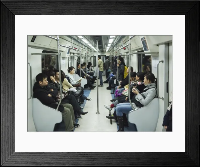 Framed Print : Passengers on the Beijing subway, Beijing, China, Asia Framed Print : Passengers on the Beijing subway, Beijing, China, Asia