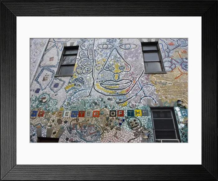 Framed Print : Decoration of patterns in glass, mirrors, ceramics and other fragments of objects embedded in stucco by sculptor Isaiah Zagar, South Street, Philadelphia, Pennsylvania, United States of America Framed Print : Decoration of patterns in glass, mirrors, ceramics and other fragments of objects embedded in stucco by sculptor Isaiah Zagar, South Street, Philadelphia, Pennsylvania, United States of America