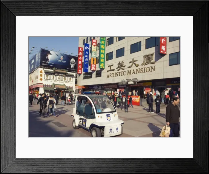 Framed Print : Mini sized police patrol car at Wangfujing shopping street, Beijing, China, Asia Framed Print : Mini sized police patrol car at Wangfujing shopping street, Beijing, China, Asia