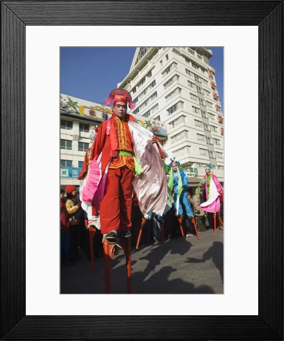 Framed Print : Stilt walkers, Chinese New Year, Spring Festival, Beijing, China, Asia