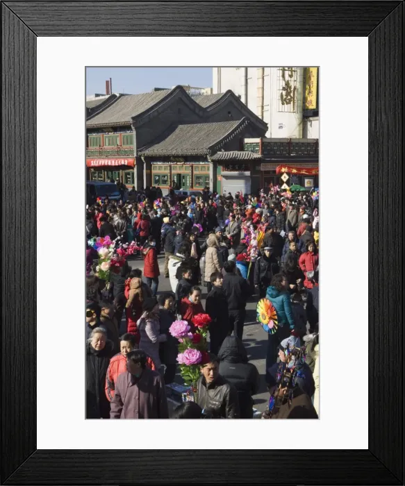 Framed Print : People crowding the street at Changdian Street Fair during Chinese New Year Framed Print : People crowding the street at Changdian Street Fair during Chinese New Year