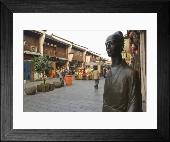 Framed Print : A bronze statue in Qinghefang Old Street in Wushan district of Hangzhou Framed Print : A bronze statue in Qinghefang Old Street in Wushan district of Hangzhou
