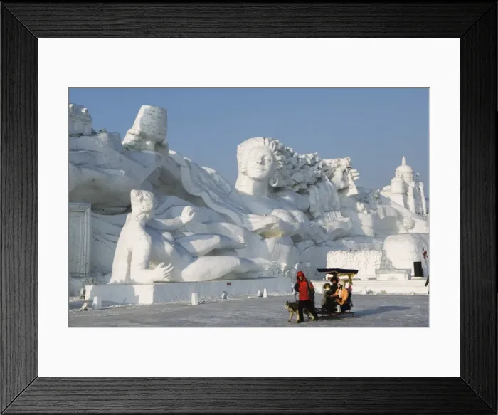 Framed Print : A sled ride at the Snow and Ice Sculpture Festival at Sun Island Park, Harbin Framed Print : A sled ride at the Snow and Ice Sculpture Festival at Sun Island Park, Harbin