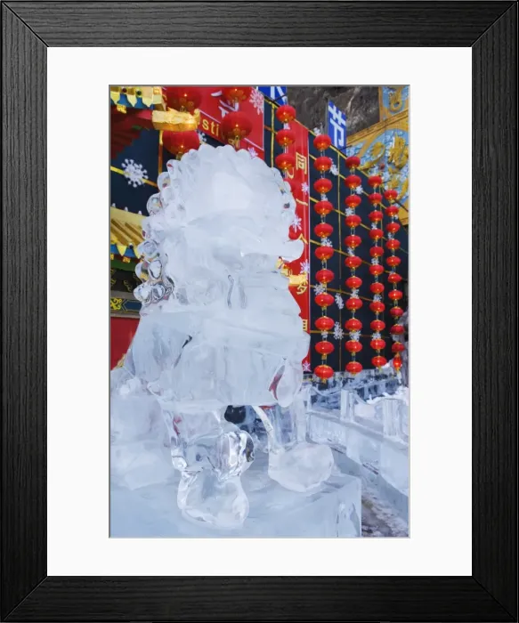 Framed Print : A lion statue ice sculpture at Longqing Gorge Ice sculpture festival, Beijing Framed Print : A lion statue ice sculpture at Longqing Gorge Ice sculpture festival, Beijing