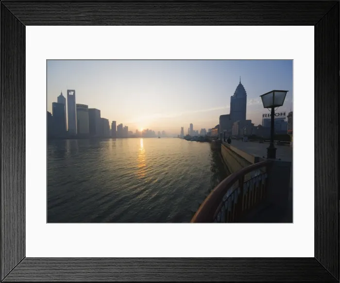 Framed Print : Sunrise over Huangpu River and Pudong New Area, Shanghai, China, Asia Framed Print : Sunrise over Huangpu River and Pudong New Area, Shanghai, China, Asia