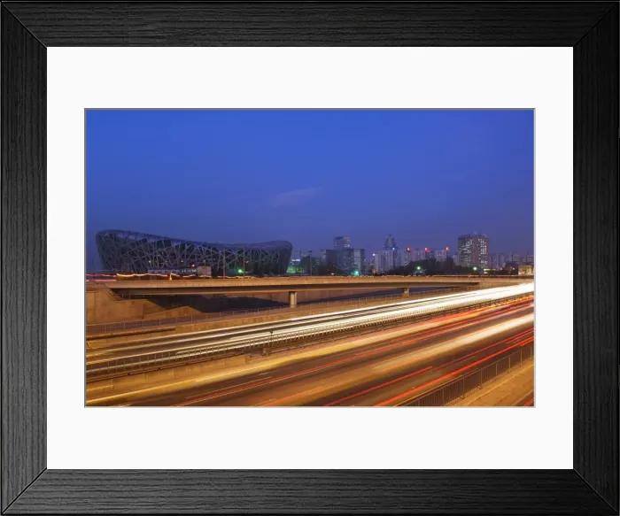 Framed Print : Car light trails at the National Stadium, 2008 Beijing Olympic venue, Beijing Framed Print : Car light trails at the National Stadium, 2008 Beijing Olympic venue, Beijing