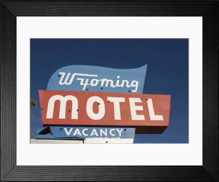 Framed Print : Motel sign, Wyoming, United States of America, North America Framed Print : Motel sign, Wyoming, United States of America, North America