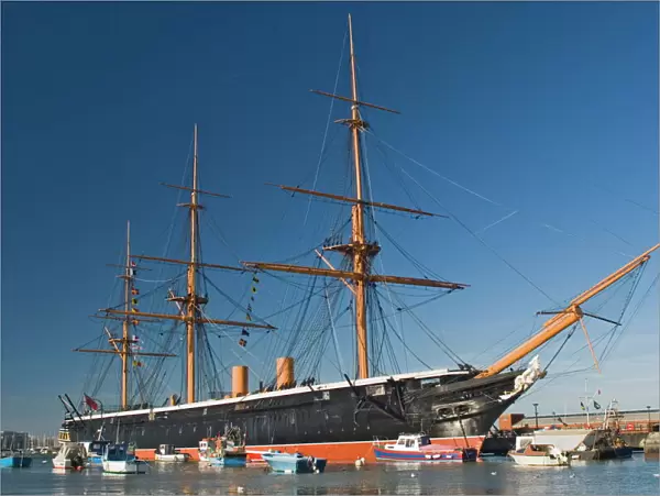 HMS Warrior, 1860, iron hull, built 1769-1765, sail and steam powered, Portsmouth Historical Dockyard, Portsmouth, Hampshire, England, United