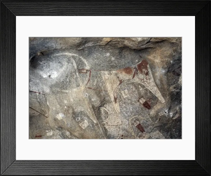 Framed Print : Five thousand year-old cave paintings in Lass Geel caves, Somaliland, northern Somalia Framed Print : Five thousand year-old cave paintings in Lass Geel caves, Somaliland, northern Somalia