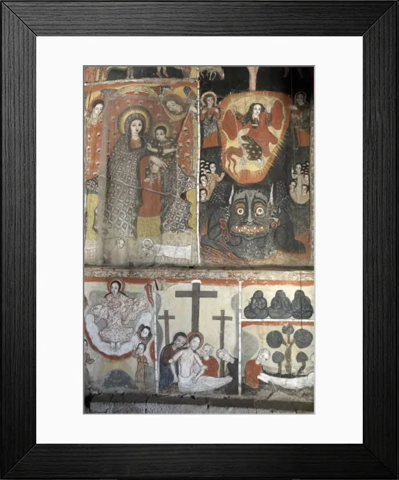 Framed Print : Paintings depict scenes from the Bible, on the inner sanctuary (maqdas) of the monastery of Kebran Gabriel, on Lake Tana Framed Print : Paintings depict scenes from the Bible, on the inner sanctuary (maqdas) of the monastery of Kebran Gabriel, on Lake Tana