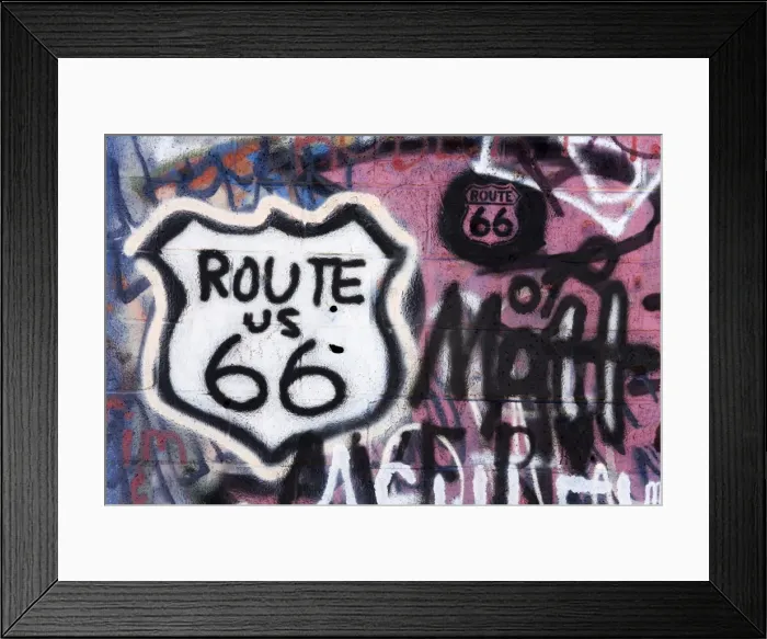 Framed Print : Graffiti covered gas station, Route 66, Amboy, California, United States of America Framed Print : Graffiti covered gas station, Route 66, Amboy, California, United States of America