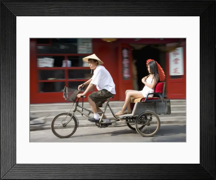 Framed Print : Asian woman (Chinese-Thai) in cycle rickshaw, Hutong District, Beijing, China, Asia Framed Print : Asian woman (Chinese-Thai) in cycle rickshaw, Hutong District, Beijing, China, Asia