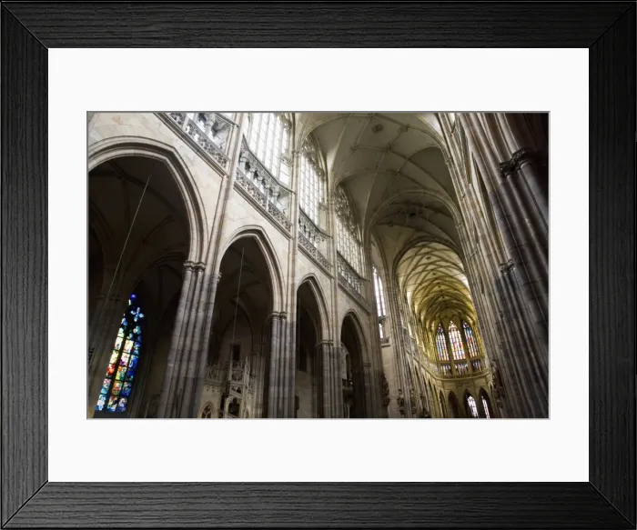 Framed Print : Chancel, vaulted roof and stained glass window, St. Vituss Cathedral Framed Print : Chancel, vaulted roof and stained glass window, St. Vituss Cathedral