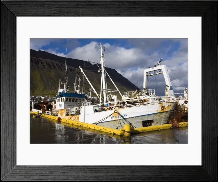 Framed Print : Fishing vessels, Port of Isafjordur, West Fjords Region, Iceland, Polar Regions