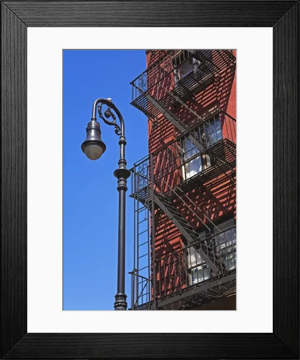 Framed Print : Building fire escape in Greenwich Village, Downtown Manhattan, New York City Framed Print : Building fire escape in Greenwich Village, Downtown Manhattan, New York City