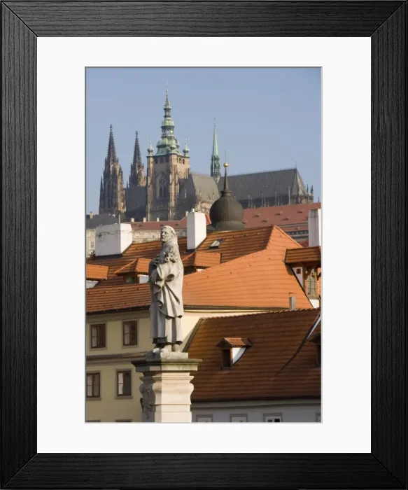 Framed Print : Statue of St. Philip Benizi, St. Vituss Cathedral, Royal Palace and Castle from Charles Bridge Framed Print : Statue of St. Philip Benizi, St. Vituss Cathedral, Royal Palace and Castle from Charles Bridge