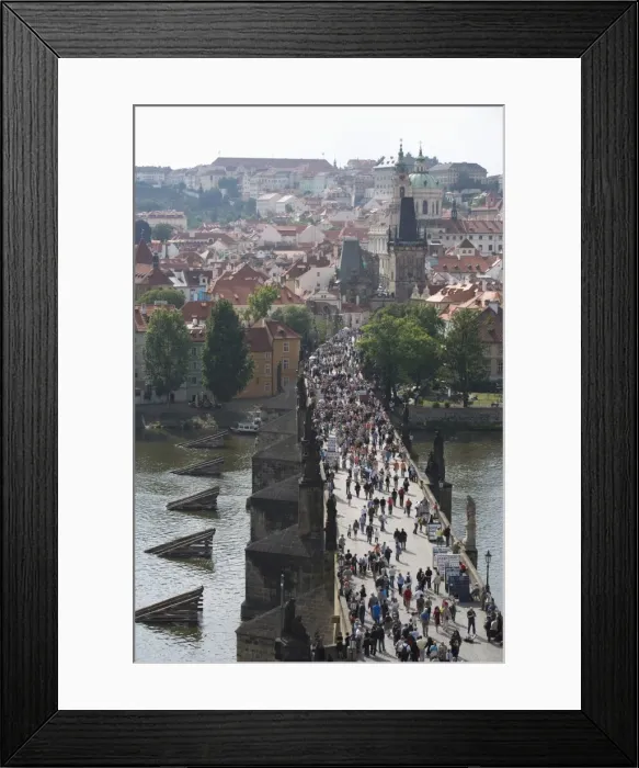 Framed Print : View of Charles Bridge over River Vltava, UNESCO World Heritage Site, from Old Town Bridge Tower Framed Print : View of Charles Bridge over River Vltava, UNESCO World Heritage Site, from Old Town Bridge Tower